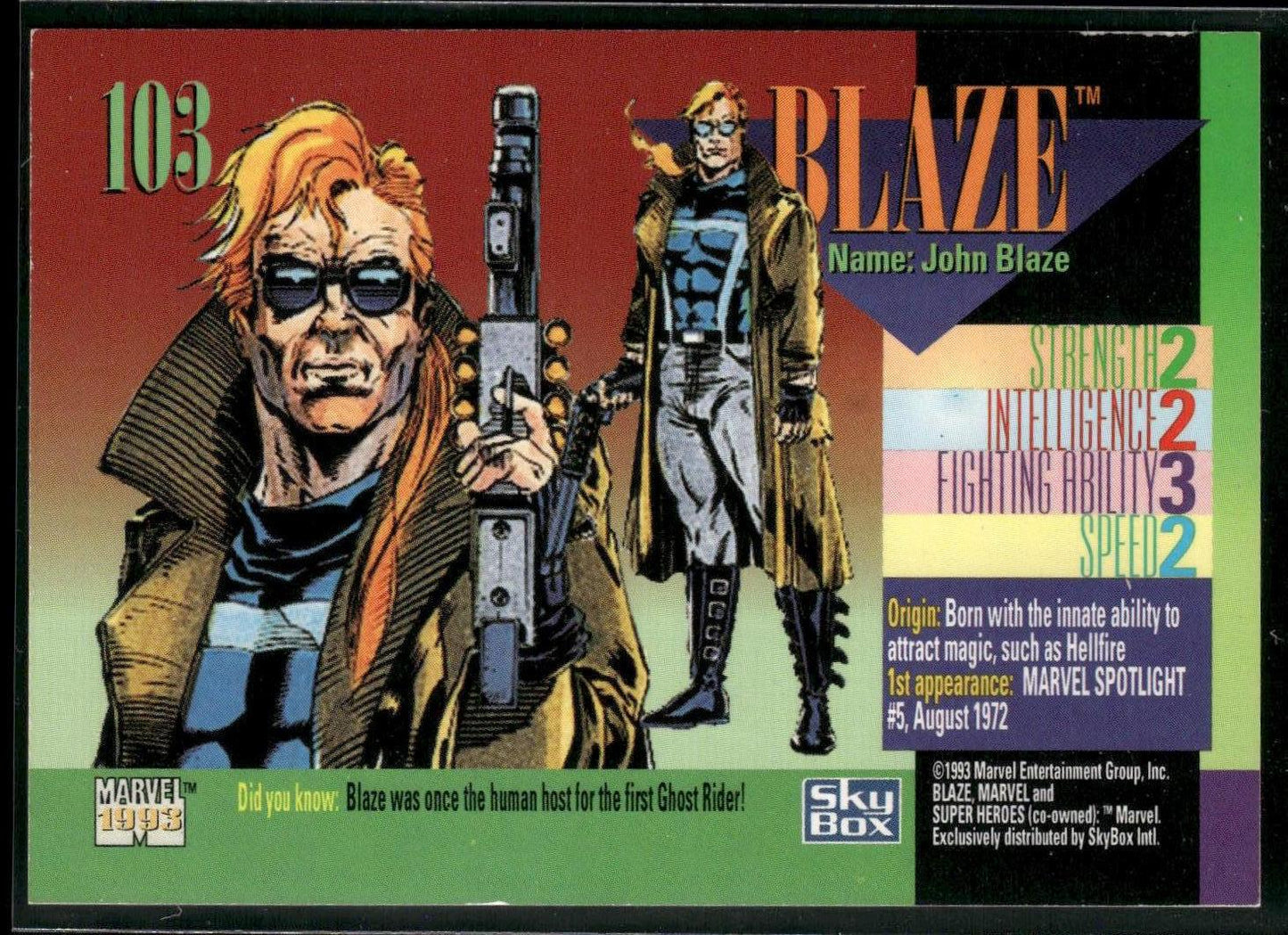 1993 SkyBox Marvel Universe #103 Blaze