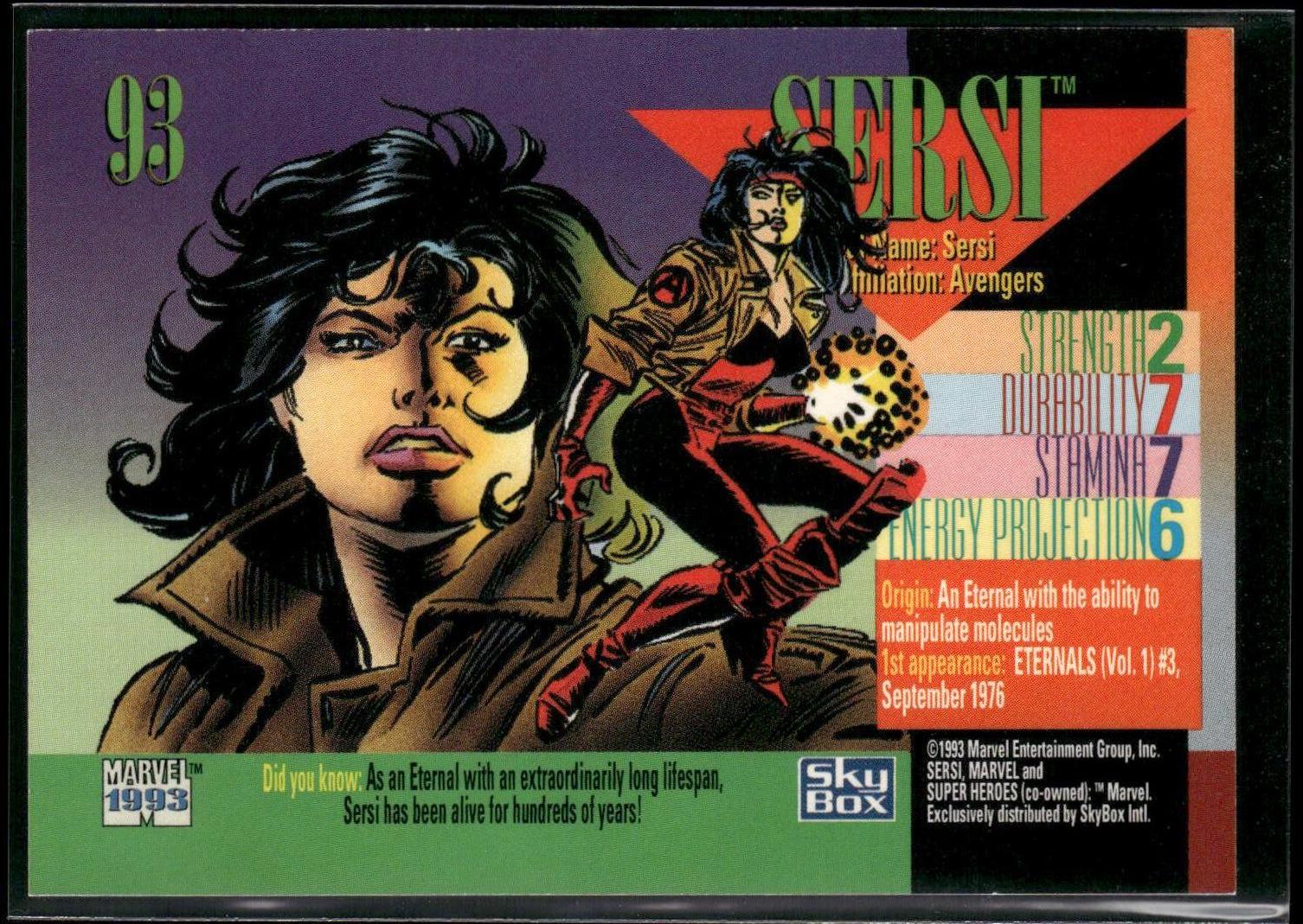 1993 SkyBox Marvel Universe #93 Sersi