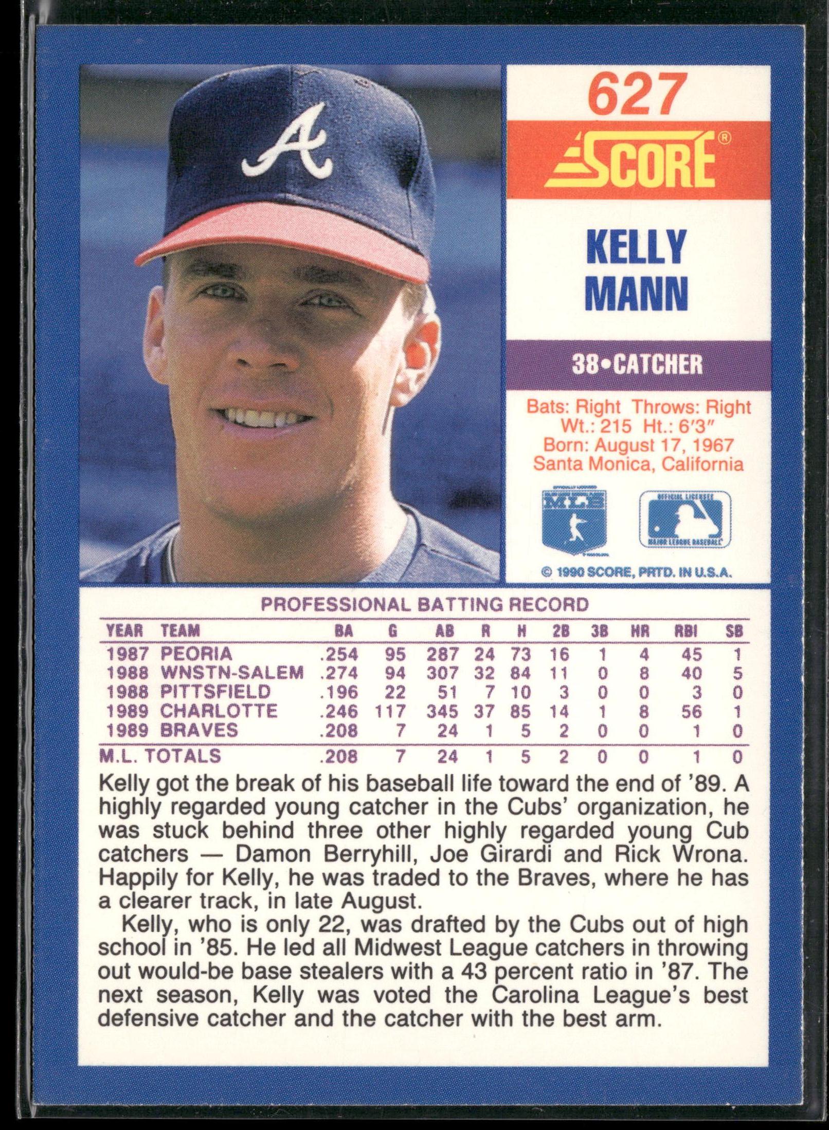 1990 Score #627 Kelly Mann