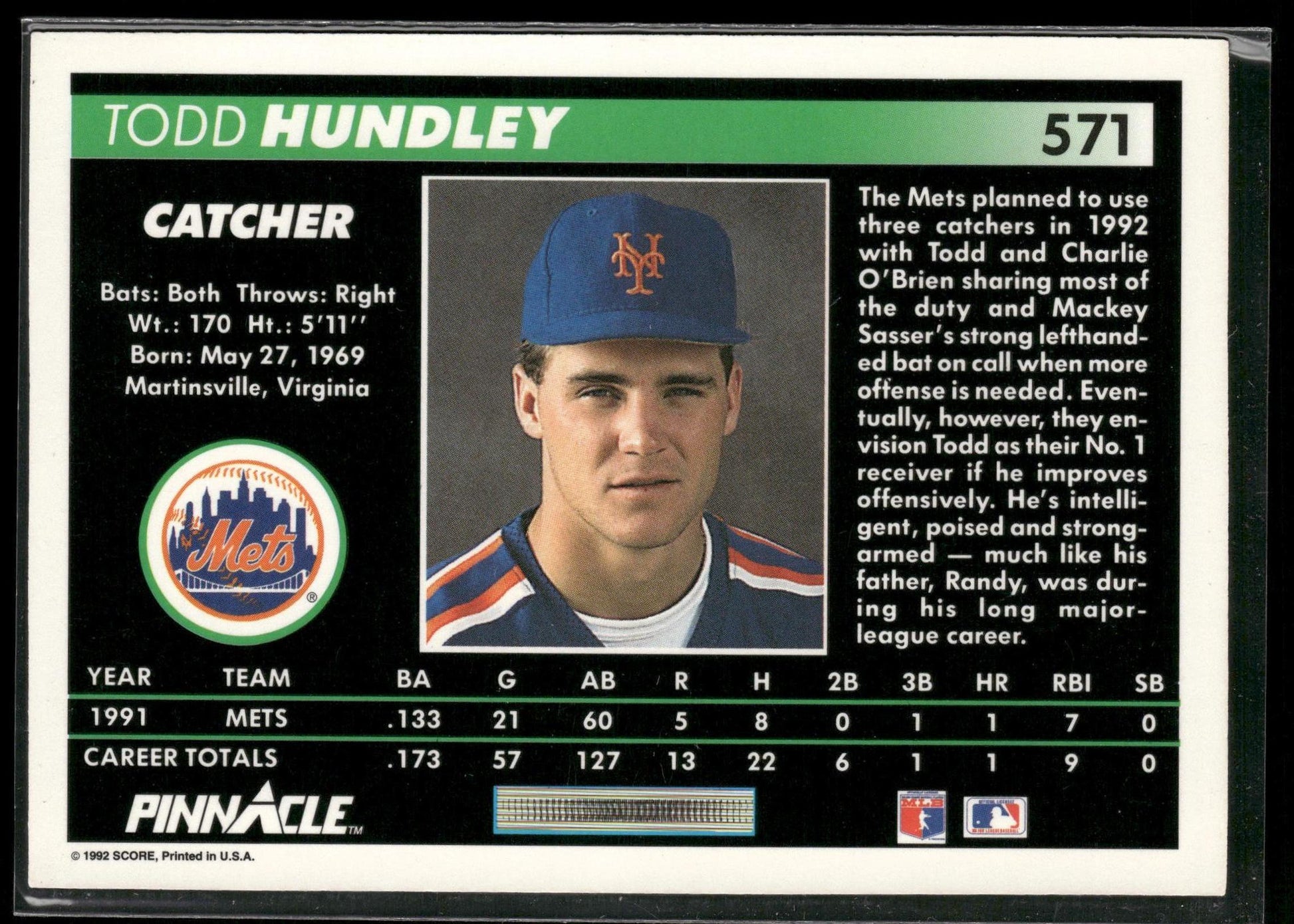 1992 Pinnacle #571 Todd Hundley
