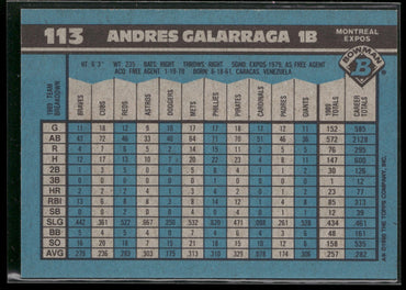 1990 Bowman #113 Andres Galarraga