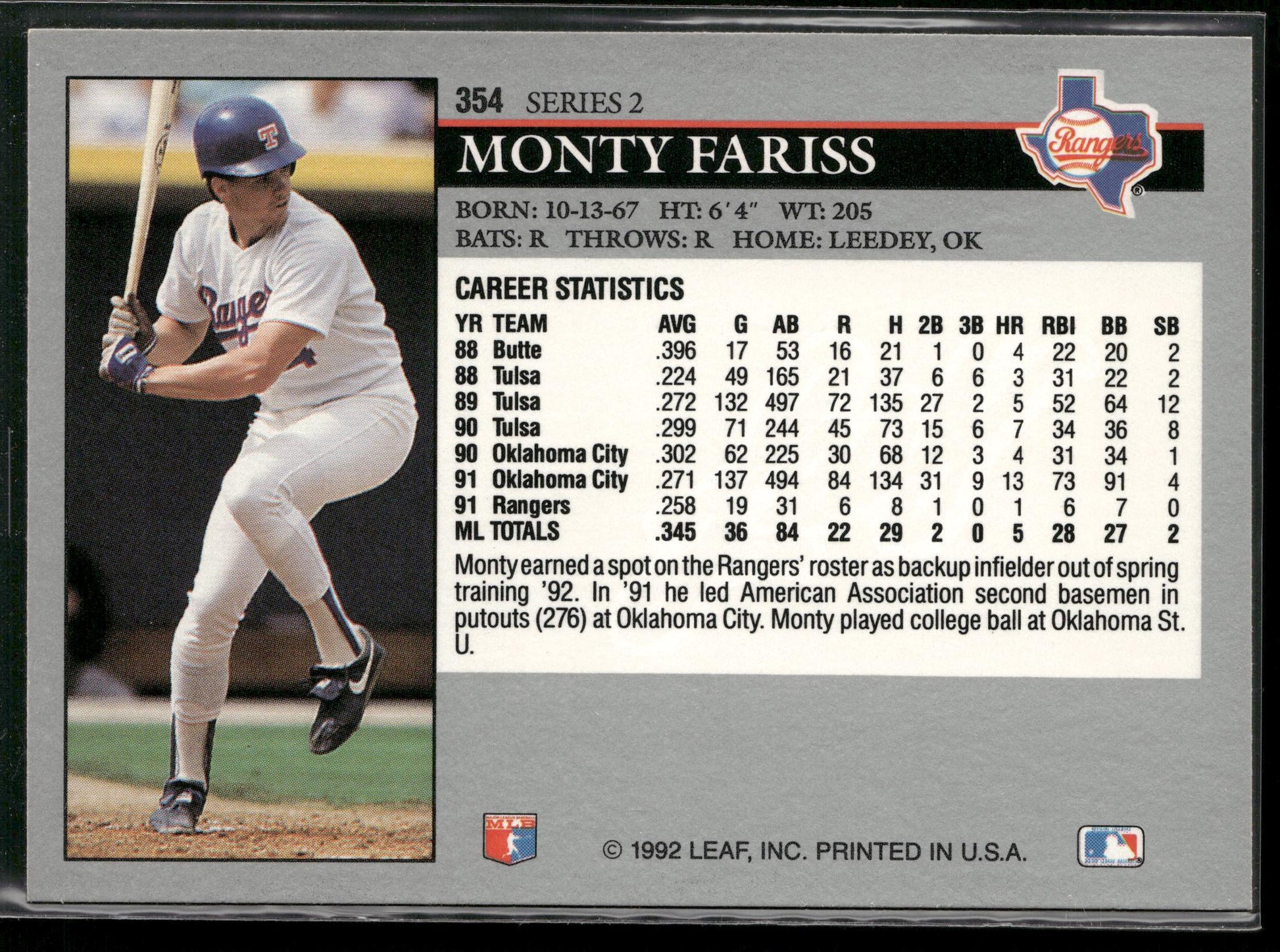 1992 Leaf #354 Monty Fariss