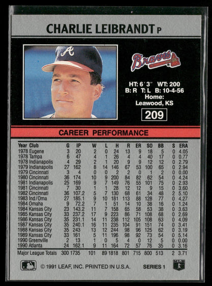 1991 Leaf #209 Charlie Leibrandt