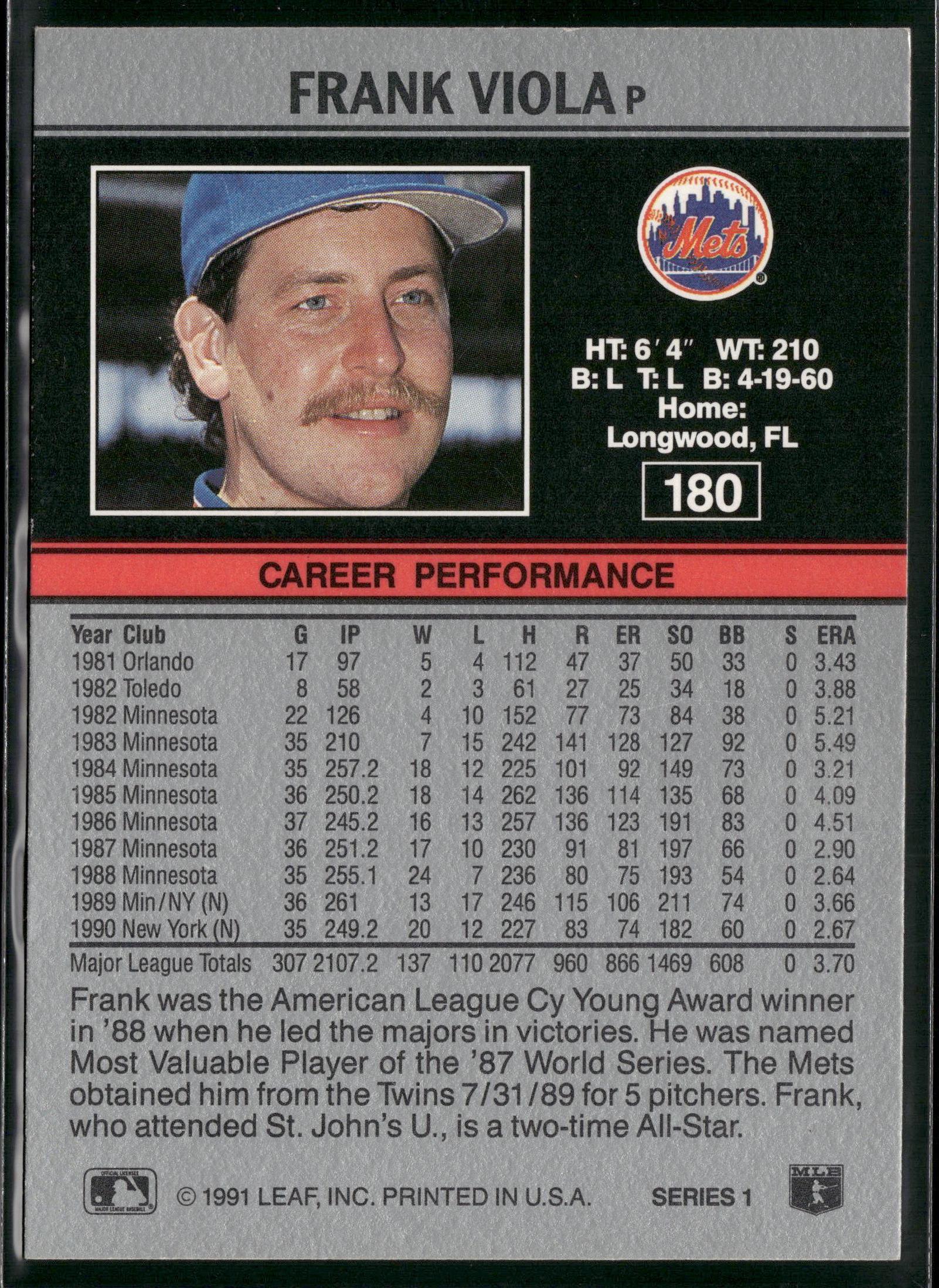 1991 Leaf #180 Frank Viola