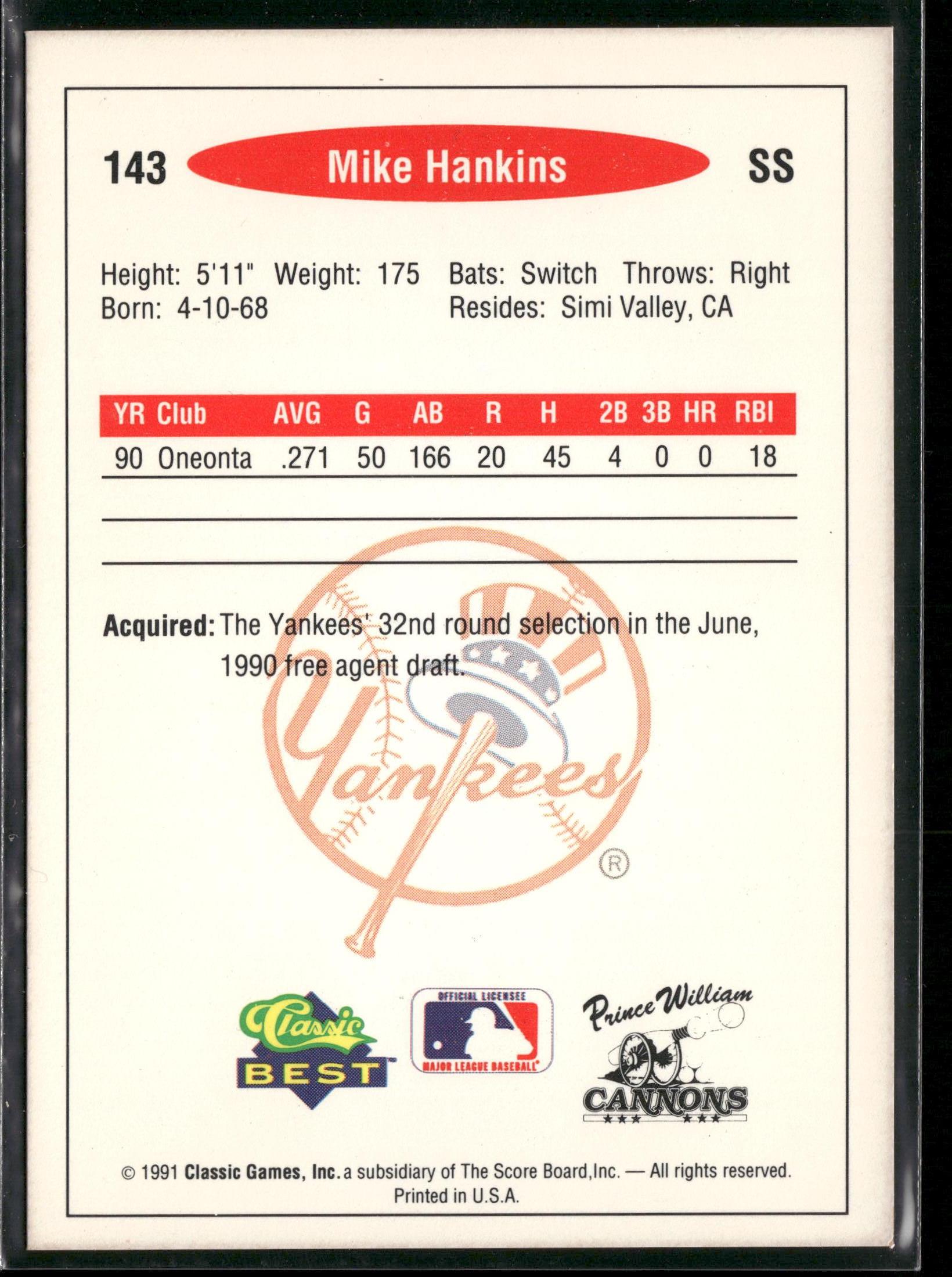 1991 Classic Best #143 Mike Hankins