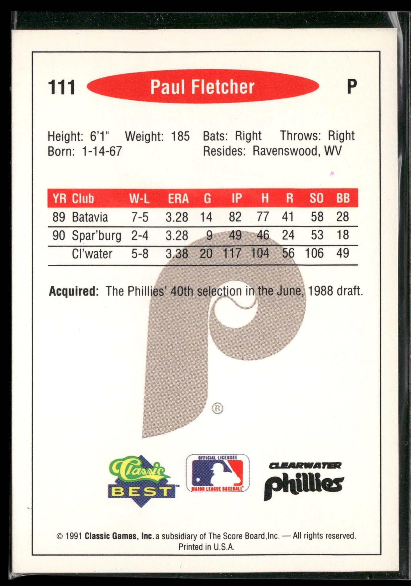 1991 Classic Best #111 Paul Fletcher
