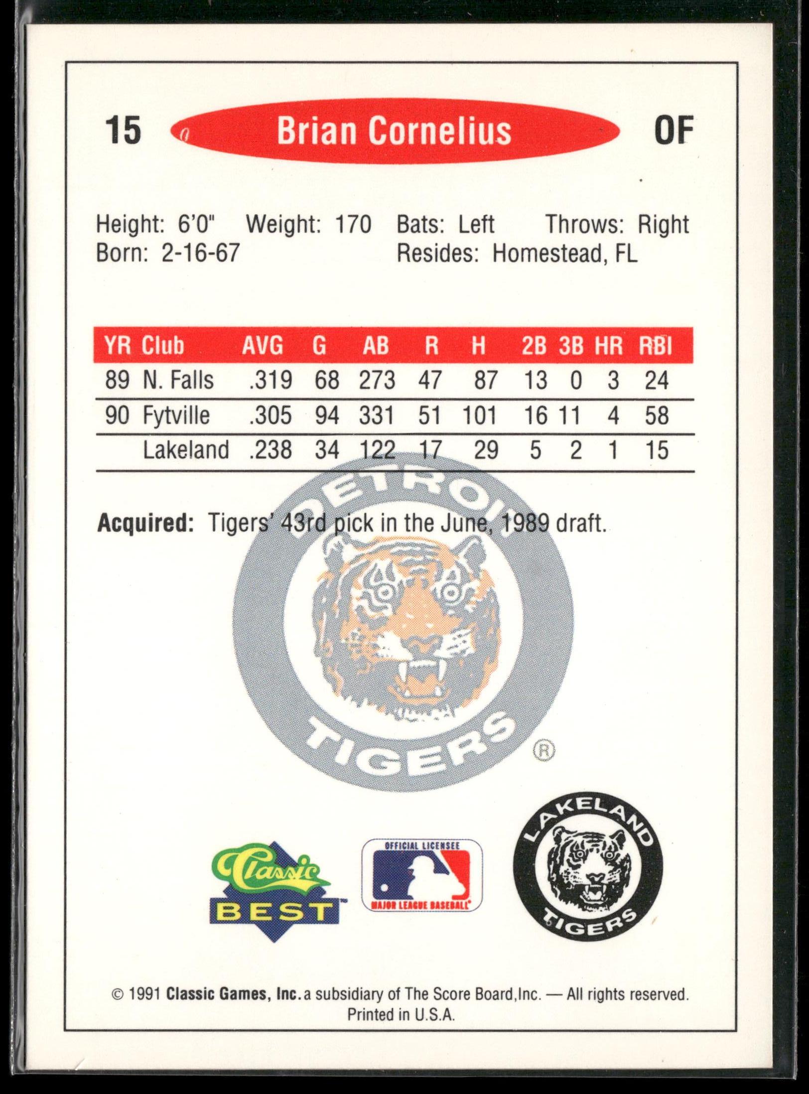 1991 Classic Best #15 Brian Cornelius