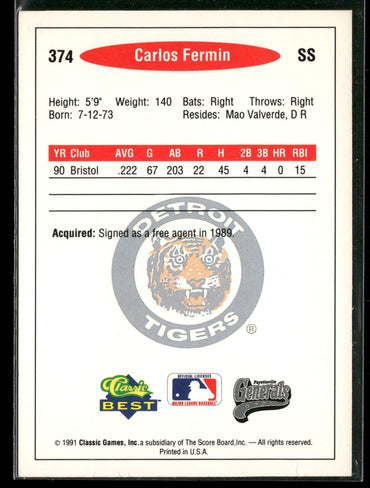 1991 Classic Best #374 Carlos Fermin