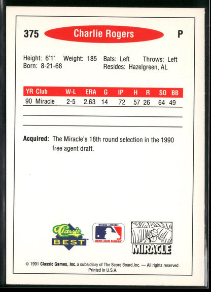1991 Classic Best #375 Charlie Rogers